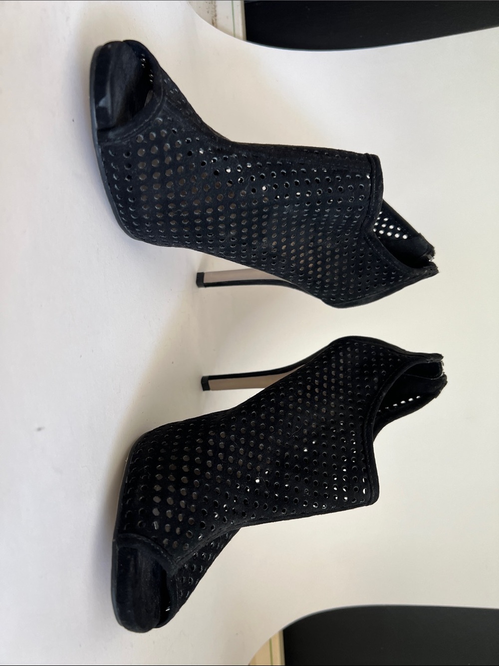Madden Girl Renzo Black Perforated Peep-Toe Heeled high heels